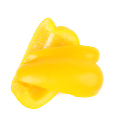 Obraz na płótnie Canvas Cut yellow bell pepper isolated on white