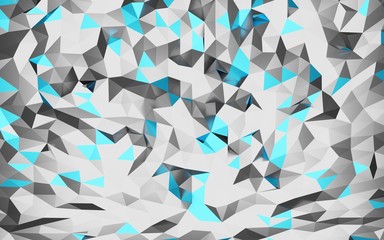 Abstract Blue and metal polygonal wall and reflection, low-poly background, 3d rendering