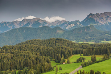 Germany, Bavaria, Allgaeu, Eisenberg castle, mountain view