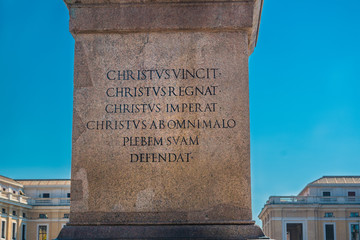 Detail of the base of the Vatican Obeliskin the Vatican City