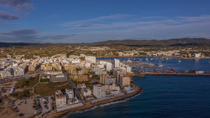 Fototapeta na wymiar Landscape in marina bay, sea, buildings in city.