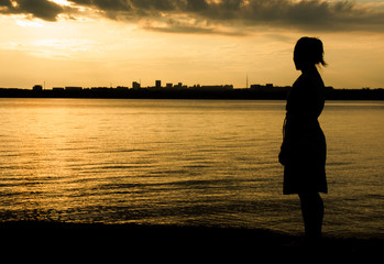 Fototapeta premium View of sunset on Lake Paranoa, at the Dom Bosco Hergmitae