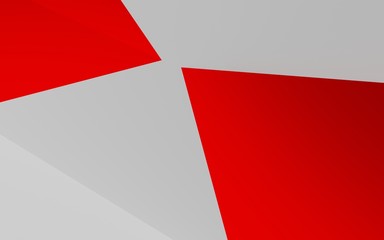Abstract red and white surface polygonal wall ,low-poly background, 3d rendering