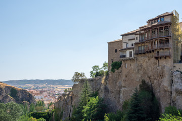 Fototapeta na wymiar Panoramic of the typical hanging houses of the city of Cuenca in Spain, Europe
