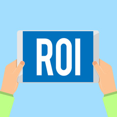 Word writing text Roi. Business concept for Performance measure used to evaluate the efficiency of an investment.