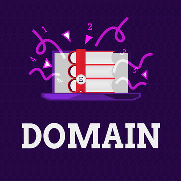 Word writing text Domain. Business concept for distinct subset of Internet with addresses sharing common suffix.