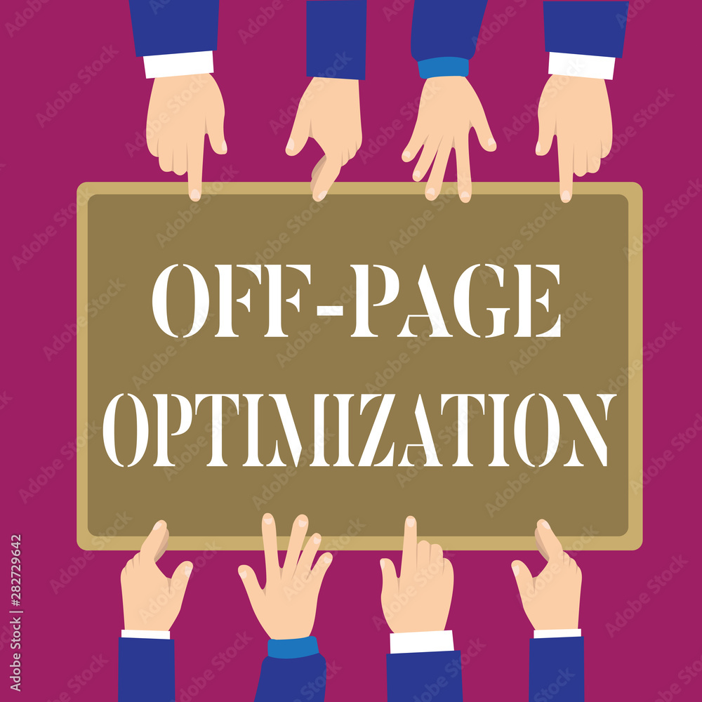 Poster writing note showing off page optimization. business photo showcasing website external process promo