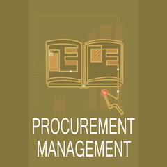 Conceptual hand writing showing Procurement Management. Business photo text buying Goods and Services from External Sources.