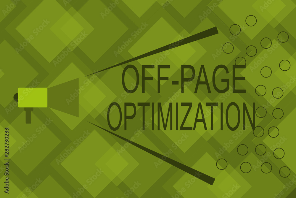 Poster writing note showing off page optimization. business photo showcasing website external process promo