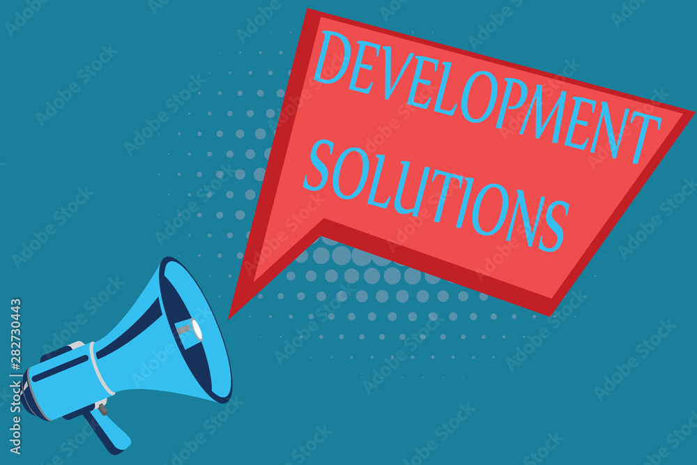 Poster word writing text development solutions. business concept for efficient planning based on the compan
