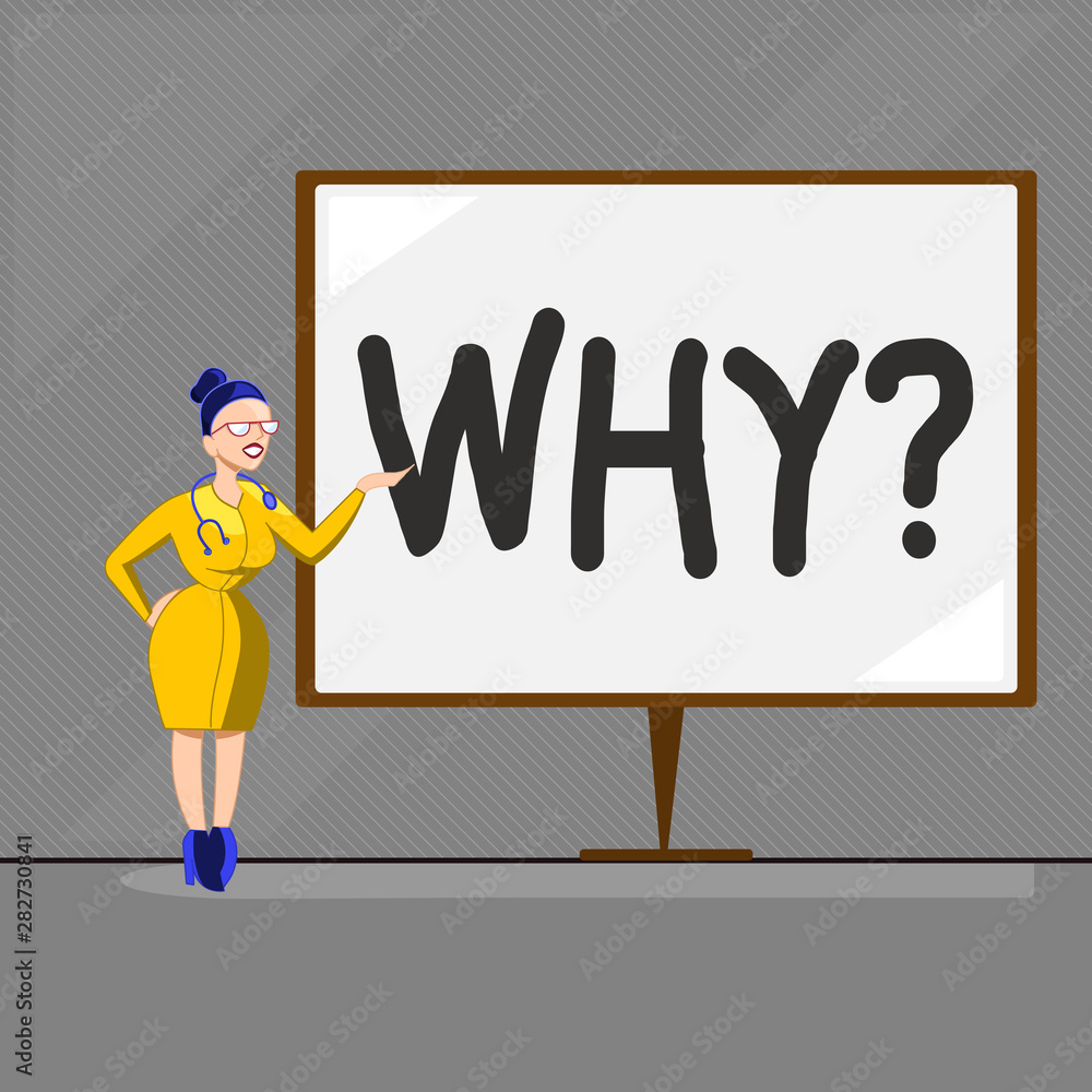 Poster text sign showing why question. conceptual photo asking for what reason and purpose expressing surpr