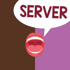 Conceptual hand writing showing Server. Business photo showcasing computer program which manages access centralized resource network.