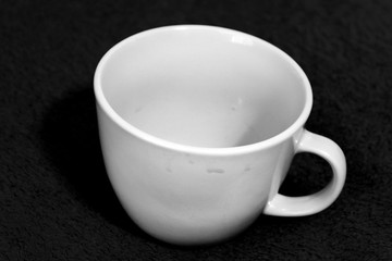 white cup in black and white