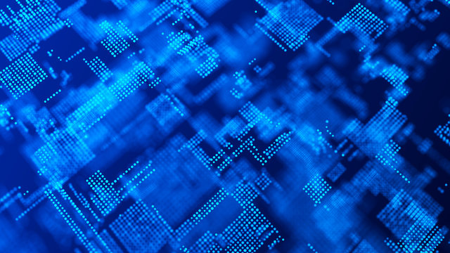 Digital background whith matrix. Blue technology background of many particles. 3d rendering.