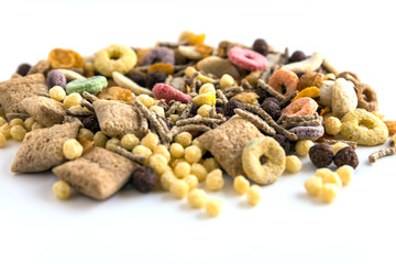 Variety of colorful cereals for breakfast