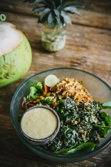 Vegan Buddha bowl salad from above