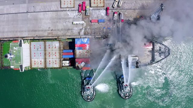 Cargo fire accident at the port