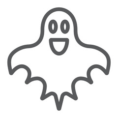 Ghost line icon, halloween and horror, spirit sign, vector graphics, a linear pattern on a white background.