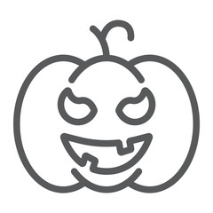 Pumpkin line icon, gourd and autumn, squash sign, vector graphics, a linear pattern on a white background.