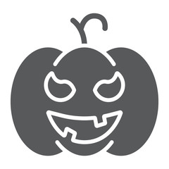 Pumpkin glyph icon, gourd and autumn, squash sign, vector graphics, a solid pattern on a white background.