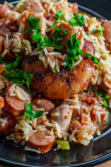 Shrimp Chicken Andouille Sausage Jambalaya