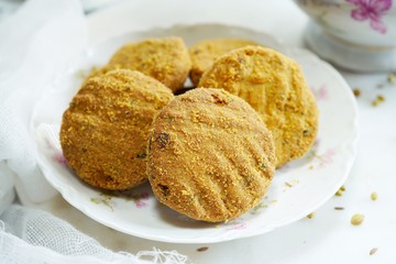 Kerala Masala biscuits or cookies, selective focus