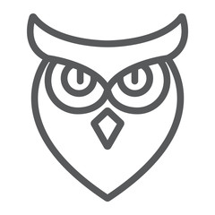 Halloween owl line icon, animal and wisdom, bird sign, vector graphics, a linear pattern on a white background.