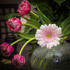 Bouquet of flowers - roses and gerberas