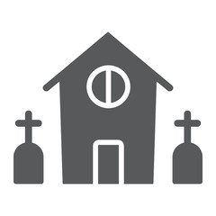 Horror house glyph icon, halloween and home, scary building sign, vector graphics, a solid pattern on a white background.