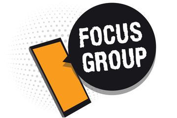 Conceptual hand writing showing Focus Group. Business photo text people assembled to participate in discussion about something Cell phone receiving messages chats information using applications