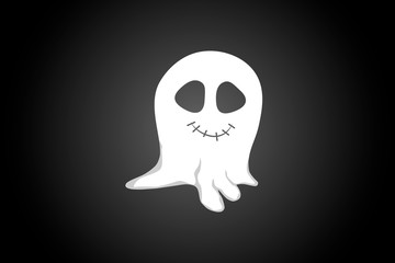 Ghost Cartoon Halloween Character Flat Vector Illustration on black background