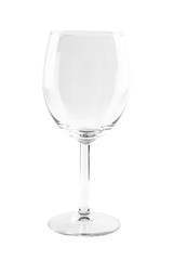 Photo of transparent wine glass isolated over white background