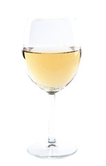 Photo of transparent wine glass isolated over white