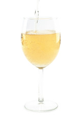 Photo of transparent wine glass isolated over white