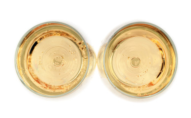 Photo of transparent wine glasses isolated over white