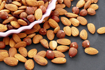 dry raw nuts and seeds raw almonds,