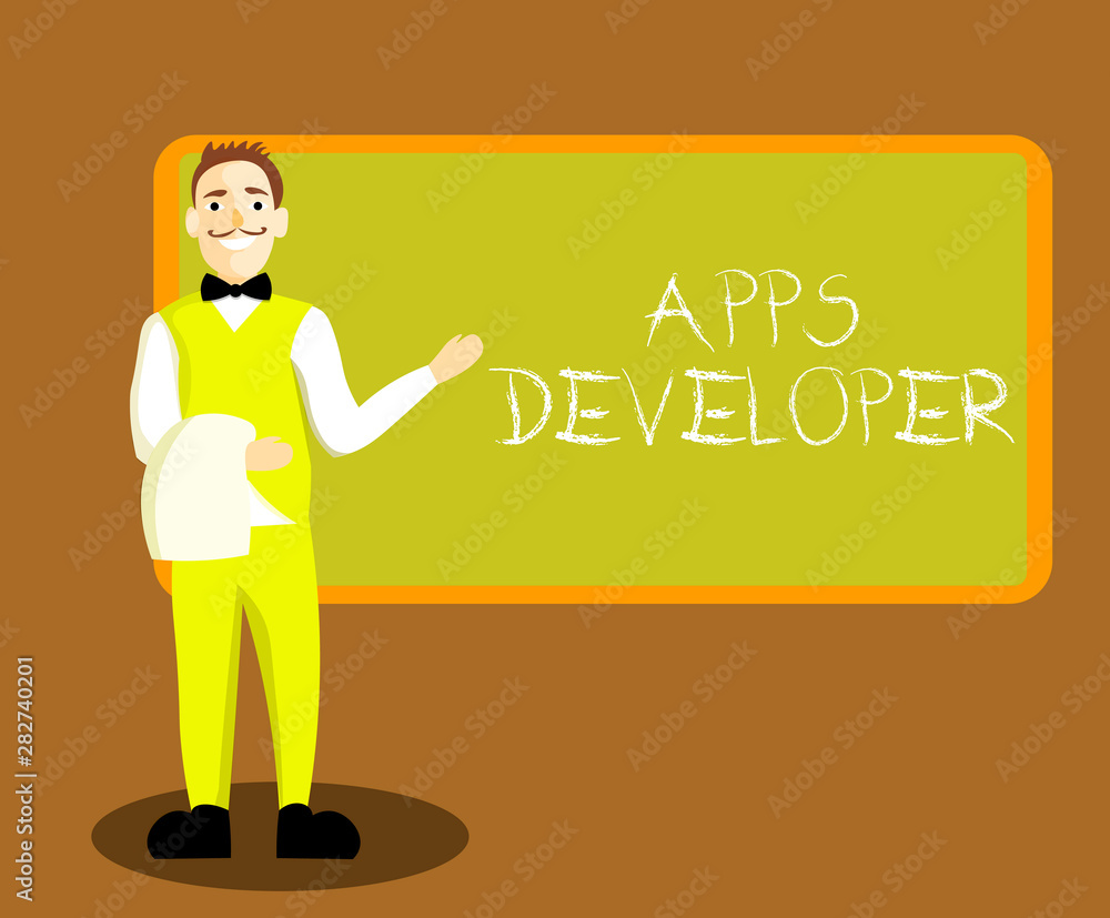 Poster conceptual hand writing showing apps developer. business photo showcasing graphic artist software pr