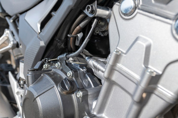 Motorcycle engine detail, clutch cable