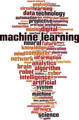 Obraz premium Machine learning word cloud