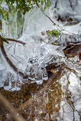 Frozen drips over water