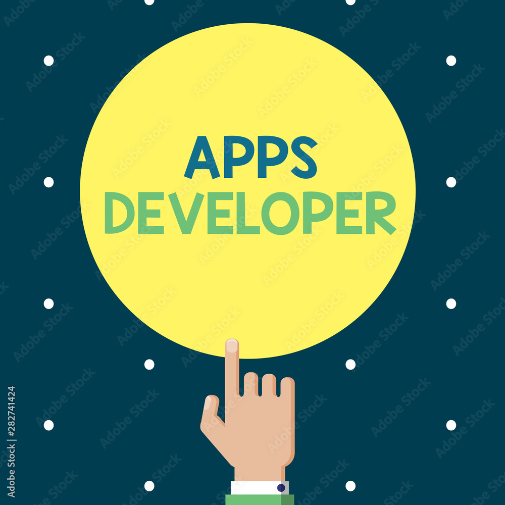 Poster writing note showing apps developer. business photo showcasing graphic artist software programmer an