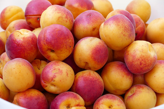 fried fresh apricots, dark pink color