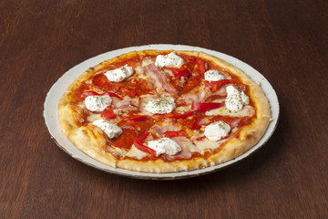 pizza with hot sausage and bacon