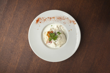 mush with cheese and bacon