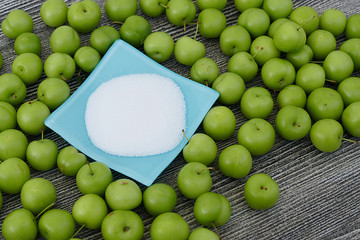 sour green plums and besides salt, salt and green plums,