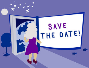 Text sign showing Save The Date. Conceptual photo Remembering the schedule Mark the calendar Invitation.