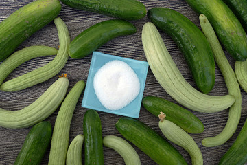 organic gherkin, fresh organic cucumbers and salt, cucumbers and salt,
