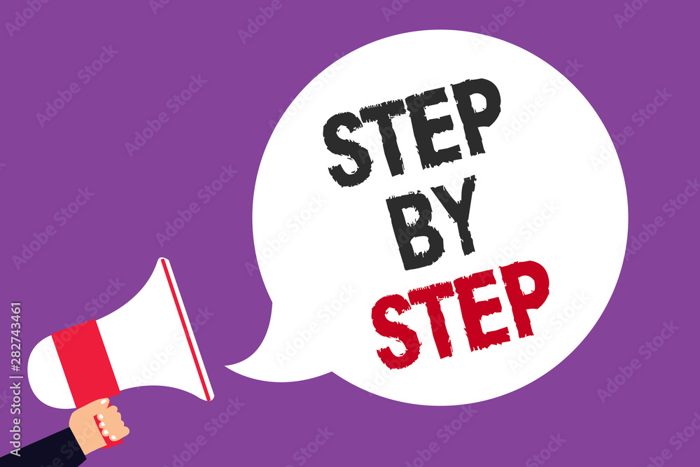 Poster handwriting text writing step by step. concept meaning slow progress road to success direction devel