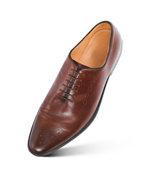 Brown male boot on isolated white background