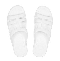 White rubber slippers on the isolated white background